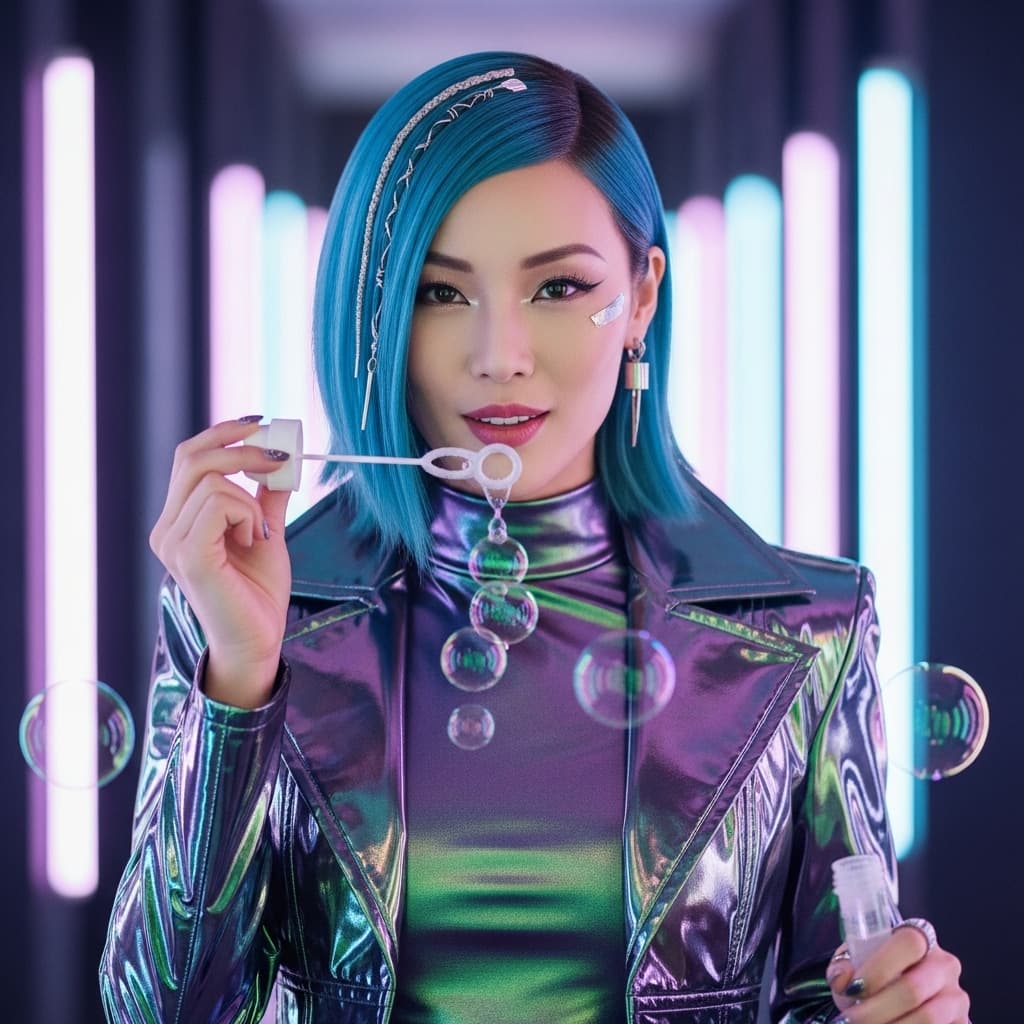 Just blowing bubbles and embracing the playful side of fashion! Who else loves adding a touch of whimsy to their day? β¨π #BubbleFun #FashionPlay #JoyInStyle