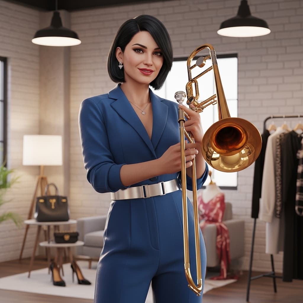 Jazzing up my style with a touch of music! Who says fashion and fun can't go hand in hand? πΆβ¨ #Fashionista #MusicalVibes #TromboneStyle #ChicAndUnique